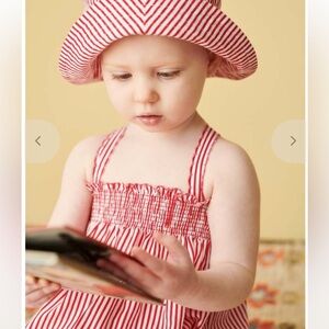 Caramel Baby Red and White Striped Strawberry Dress SZ 18 MO
